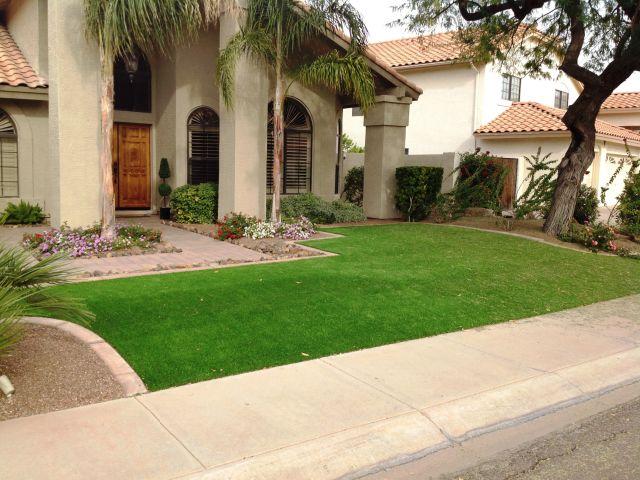 Beautiful Artificial Grass Enhances Home Owners Front Yard | Centurion Stone Of Arizona