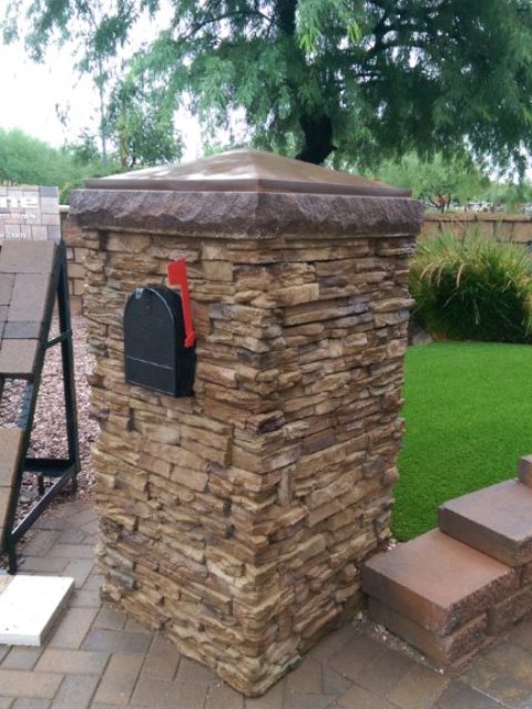 Stone Veneer Mail Box With Tennessee Column Cap | Centurion Stone Of Arizona Mesa, AZ