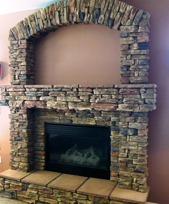 Wall Fire Place With Open Top Made From Canyon Ledge Suede | Centurion Stone Of Arizona