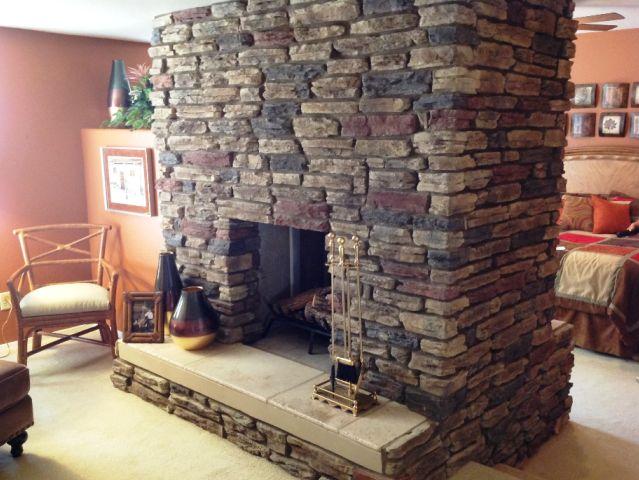 After canyon ledge centurion stone fireplace makeover in AZ