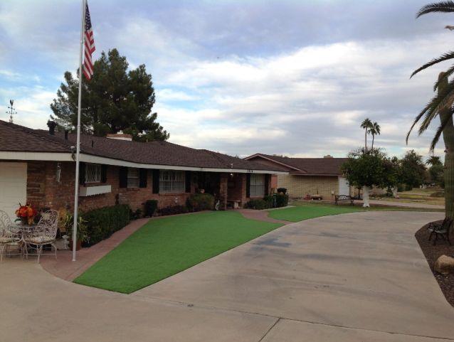 After Sequoia artificial grass home lawn makeover in Gilbert AZ
