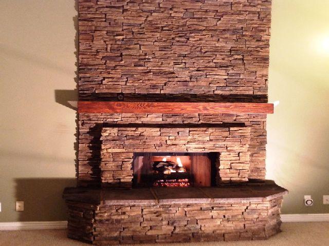 Full fireplace remodel multiblend suede color centurion veneers in Arizona