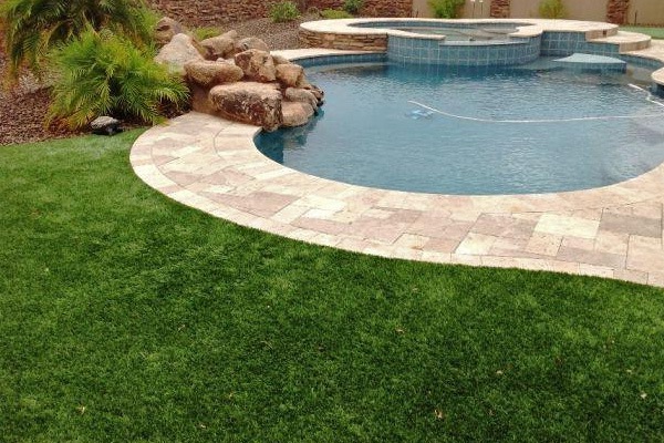 artificial grass stone pool border Mesa Arizona