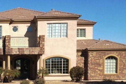 Natural stone house facade wall balcony Arizona