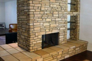 stone fireplace in gilbert home