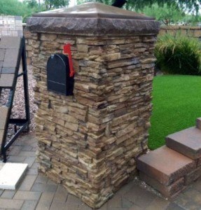 stone mailbox on gilbert landscape