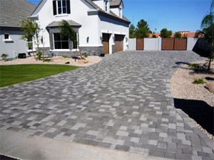 paved stone with strong edge restraint by grass