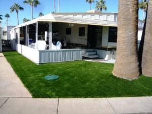 artificial grass in front yard of mesa home