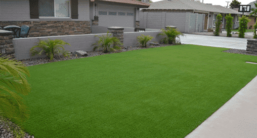 Picture of a recent Apache Junction fake grass project by Centurion Stone