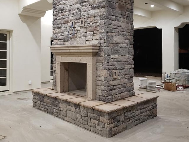 Center marble and stone chimney design