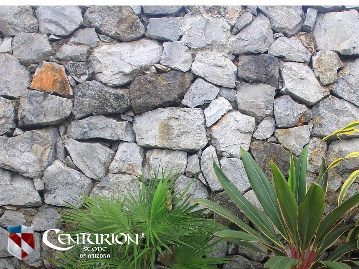 stone wall in a beautiful garden