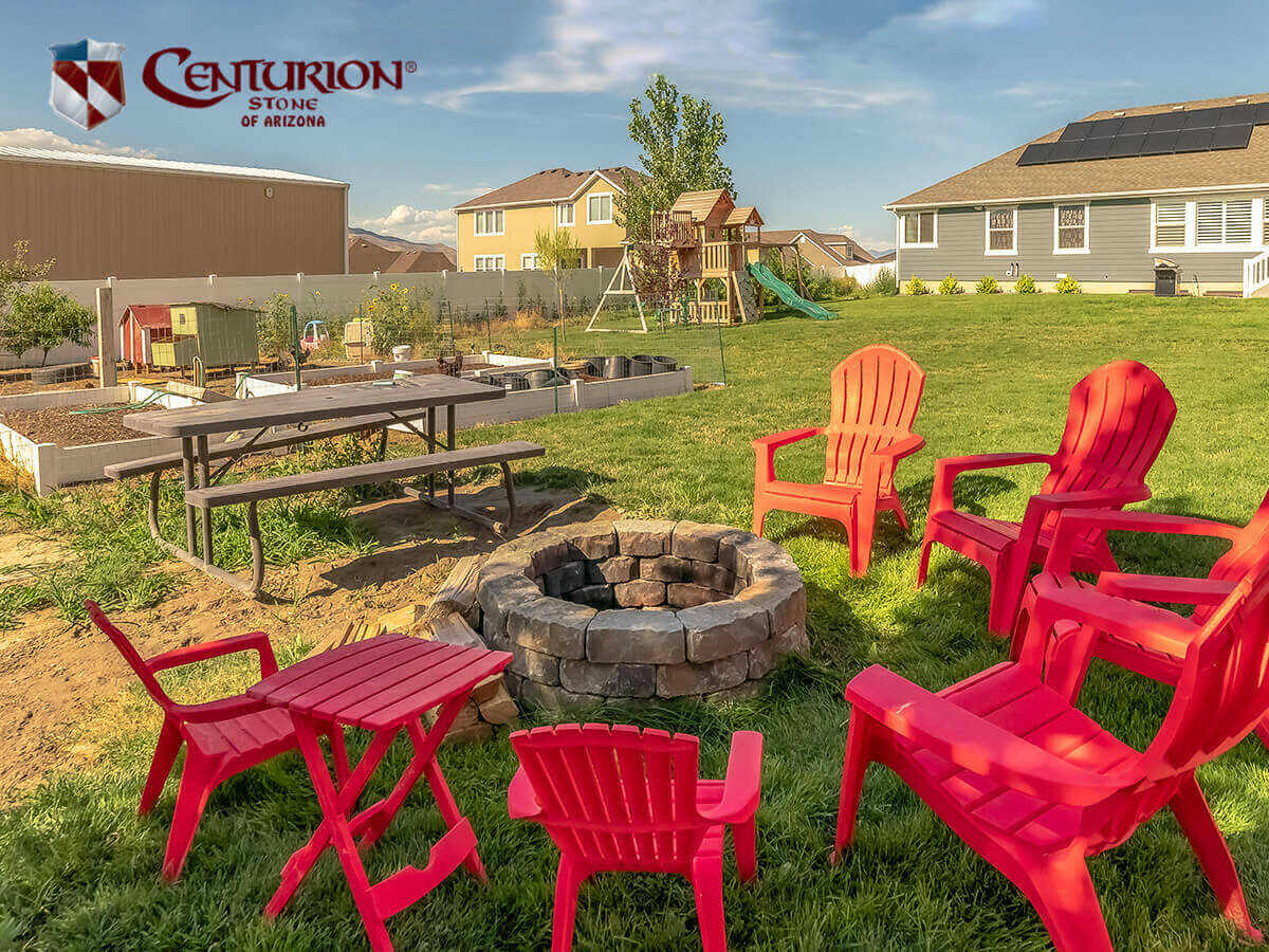 A Beautiful Outdoor Natural Stone Fire Pit In Arizona