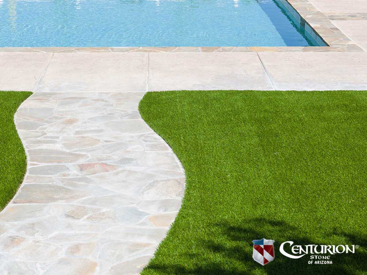 Artificial Grass Around a Swimming Pool in Mesa, AZ