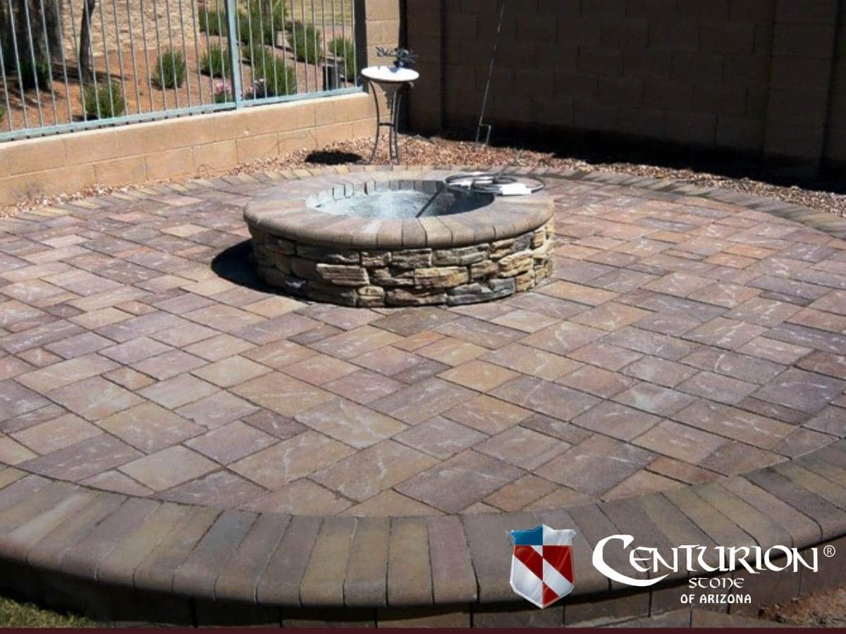 Beautiful Backyard Fire Pit With Catalina Sevill Pavers In Mesa, AZ