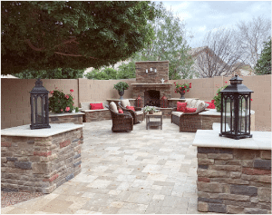 Outdoors Resting Area With Chimney In Chandler Using Ledge Stone Veneers