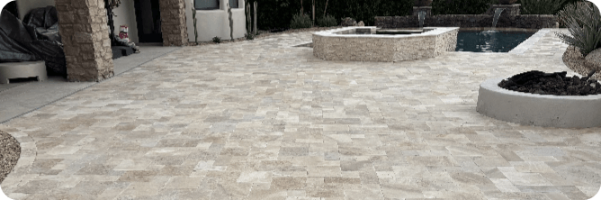 Retaining and seating walls with fire pit